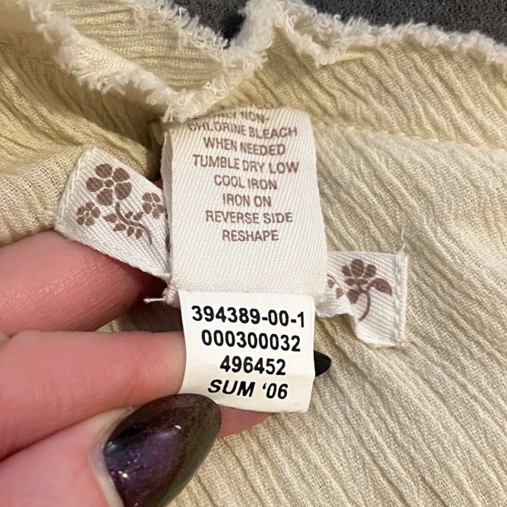 VTG Y2K Old Navy Cream Beaded Neutral Braided Faux Wrap Midi Dress Size 8 Medium - Picture 8 of 9